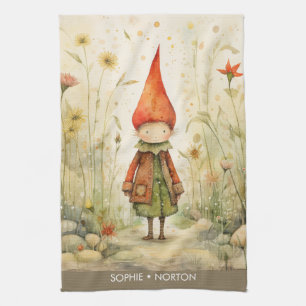 Scandinavian christmas autumn gnome tea towel