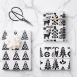 scandinavian christmas design wrapping paper sheet<br><div class="desc">Scandinavian christmas simple minimalist tree pattern reindeer woodland</div>
