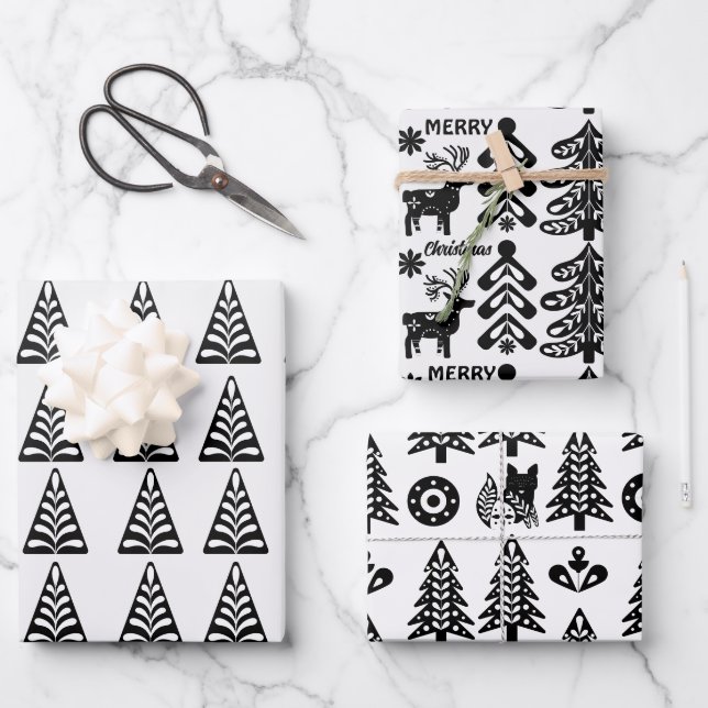  scandinavian christmas design wrapping paper sheet (Front)