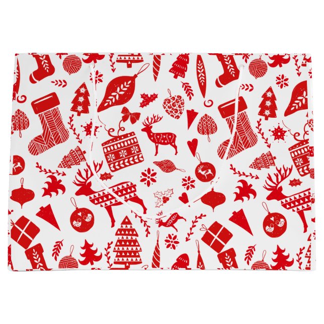 Scandinavian Christmas Festive Large Gift Bag (Front)