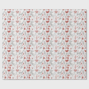 Scandinavian Christmas Forest And Animals Wrapping Paper