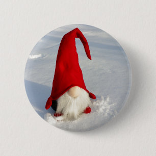 Scandinavian Christmas Gnome 6 Cm Round Badge