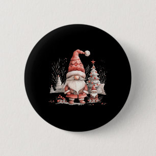 Scandinavian Christmas Gnome Red Berries  6 Cm Round Badge