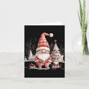 Scandinavian Christmas Gnome Red Berries T Shirt  Card