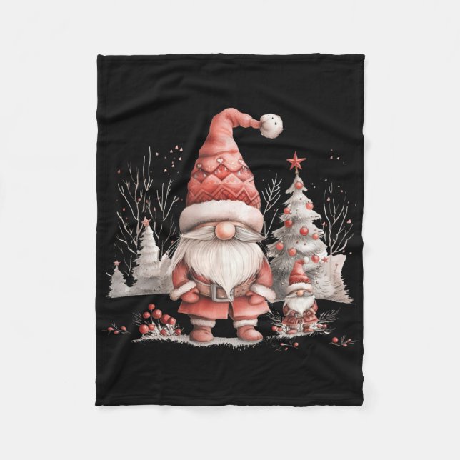 Scandinavian Christmas Gnome Red Berries T Shirt  Fleece Blanket (Front)