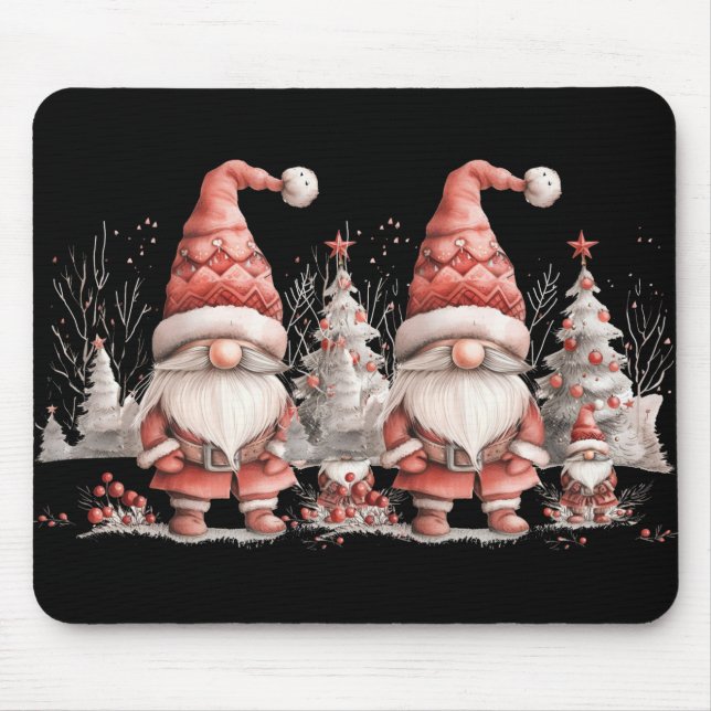 Scandinavian Christmas Gnome Red Berries T Shirt  Mouse Pad (Front)