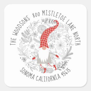 Scandinavian Christmas Gnome Return Address Label