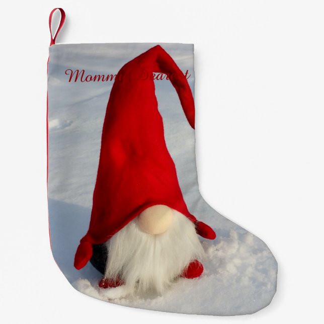 Scandinavian Christmas Gnome Small Christmas Stocking (Front)