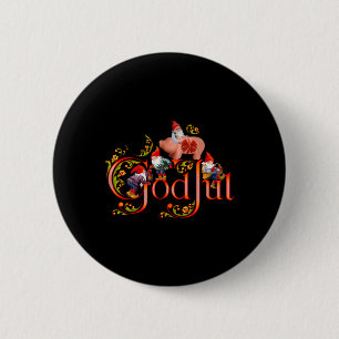 Scandinavian Christmas God Jul Marzipan Pig 6 Cm Round Badge