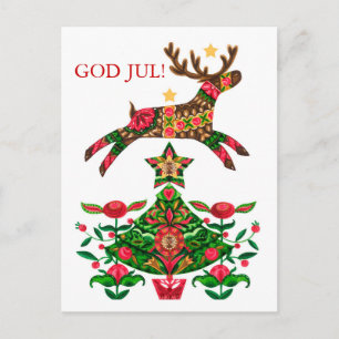 Scandinavian Christmas Greeting w/ custom text Hol Holiday Postcard