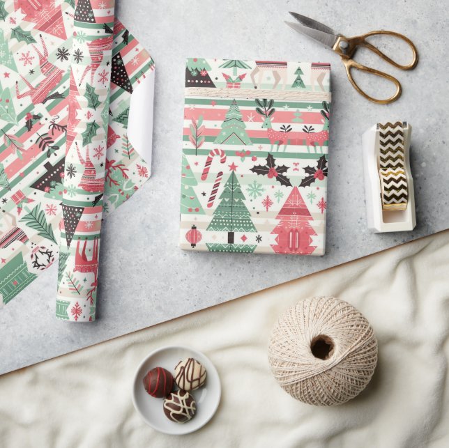 Scandinavian Christmas Holiday Season Pattern Wrapping Paper (Crafts)
