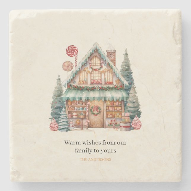Scandinavian Christmas Magic Stone Coaster (Front)