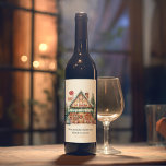 Scandinavian Christmas Magic Wine Label<br><div class="desc">"Add a touch of Scandinavian charm to your holiday celebrations with our exquisite watercolor Christmas design. This enchanting illustration captures the essence of a cosy Christmas atmosphere, featuring a beautifully adorned Christmas tree and a quaint candy shop, all aglow with the warm radiance of holiday lights. The delicate watercolor style...</div>