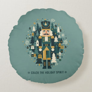 Scandinavian Christmas Nutcracker Round Cushion
