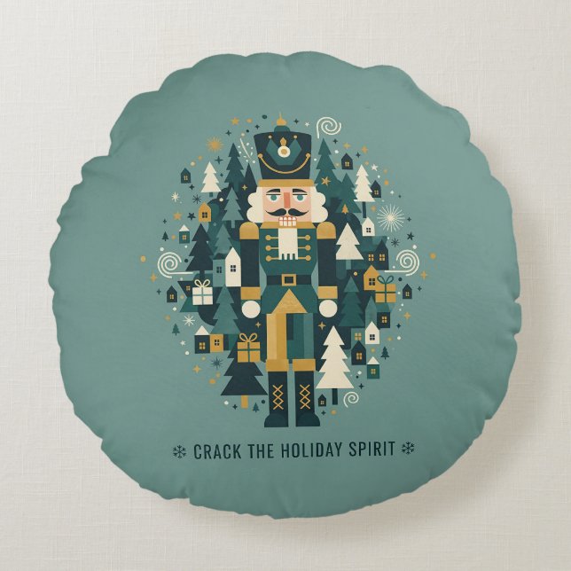 Scandinavian Christmas Nutcracker Round Cushion (Front)