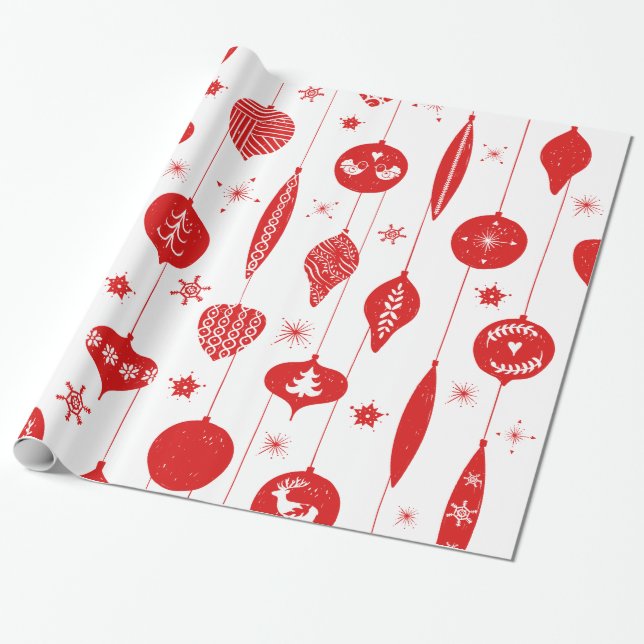 Scandinavian Christmas pattern Wrapping Paper (Unrolled)