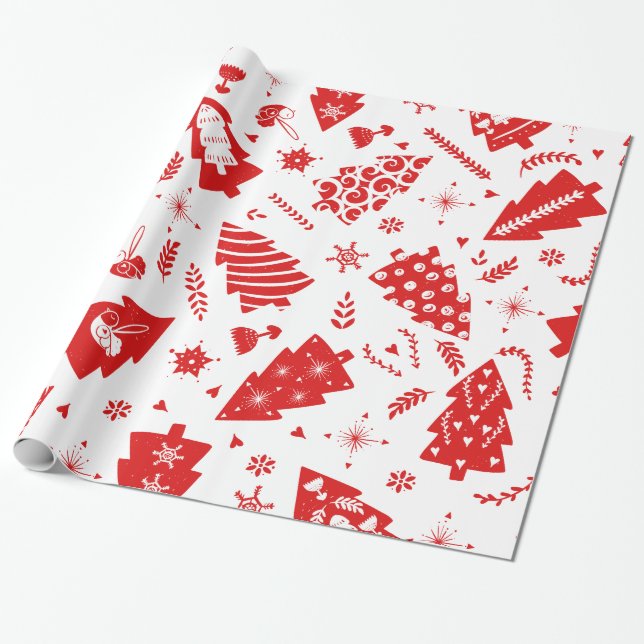 Scandinavian Christmas pattern Wrapping Paper (Unrolled)