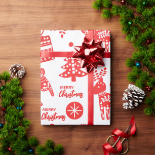 scandinavian christmas red and white  wrapping paper