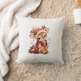 Scandinavian Christmas Reindeer Fair Isle Cushion