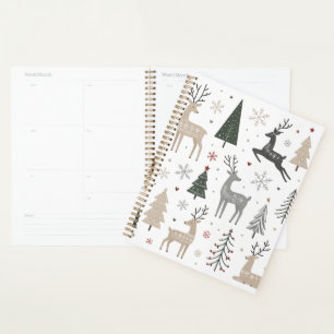 Scandinavian Christmas Reindeer Pattern Planner