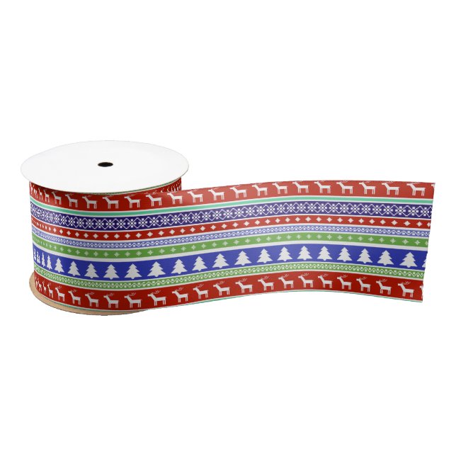 scandinavian christmas ribbon satin ribbon (Spool)