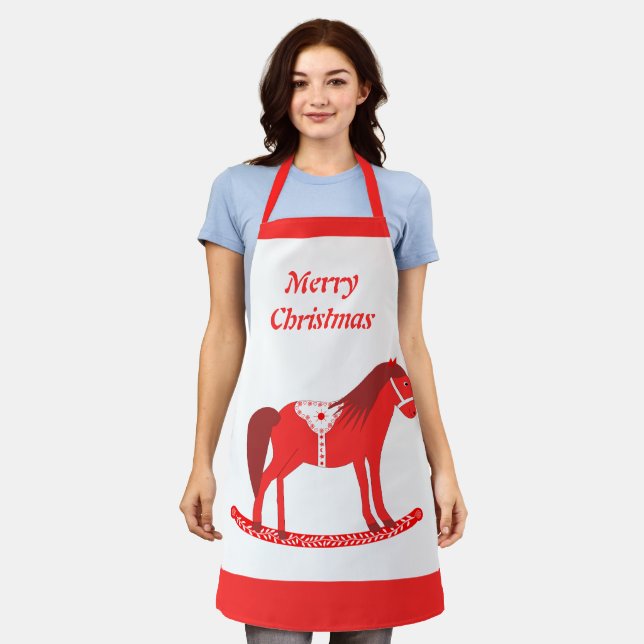 Scandinavian Christmas Rocking Horse Custom Apron (Worn)