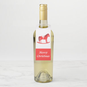 Scandinavian Christmas Rocking Horse Custom Bottle Tag