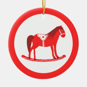 Scandinavian Christmas Rocking Horse Custom Ceramic Tree Decoration