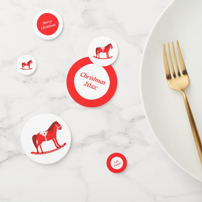 Scandinavian Christmas Rocking Horse Custom Confetti (Group)