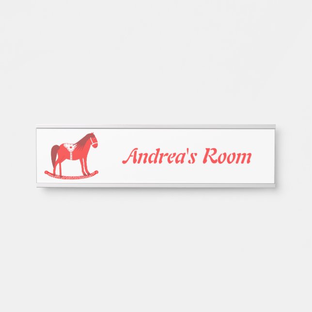 Scandinavian Christmas Rocking Horse Custom Door Sign (Front)