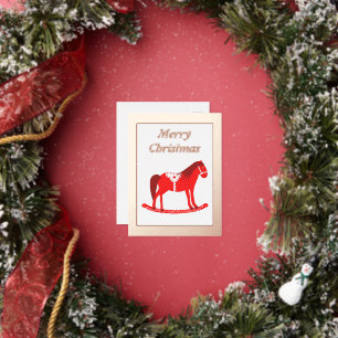 Scandinavian Christmas Rocking Horse Custom Foil Holiday Postcard