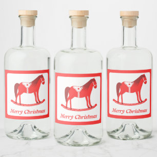 Scandinavian Christmas Rocking Horse Custom Liquor Bottle Label