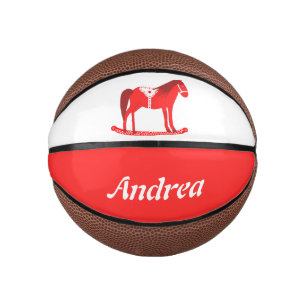 Scandinavian Christmas Rocking Horse Custom Name Mini Basketball