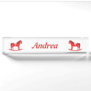 Scandinavian Christmas Rocking Horse Custom Name Nameplate
