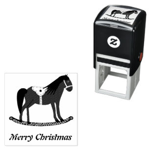 Scandinavian Christmas Rocking Horse Custom Self-inking Stamp