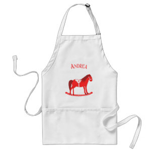 Scandinavian Christmas Rocking Horse Custom Standard Apron
