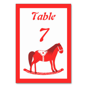 Scandinavian Christmas Rocking Horse Custom Table Number