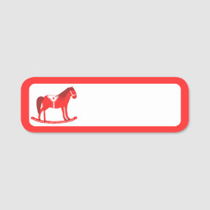 Scandinavian Christmas Rocking Horse Name Tag