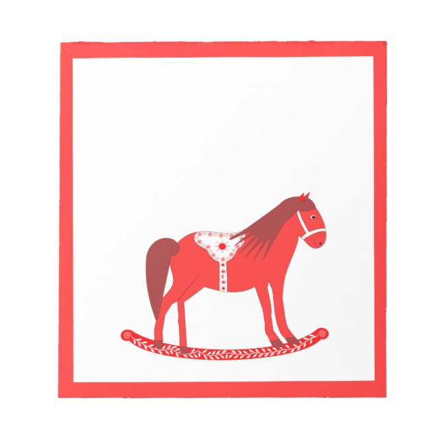Scandinavian Christmas Rocking Horse Notepad (Front)