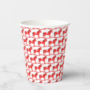 Scandinavian Christmas Rocking Horse Patterned Paper Cups