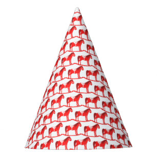 Scandinavian Christmas Rocking Horse Patterned Party Hat