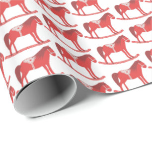 Scandinavian Christmas Rocking Horse Patterned Wrapping Paper