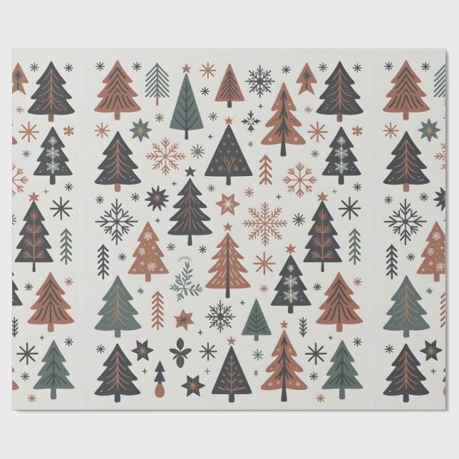 Scandinavian Christmas Seamless Pattern Wrapping Paper (Flat)