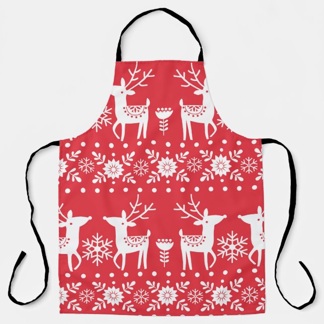 Scandinavian Christmas: Snowflakes & Deer Apron (Front)