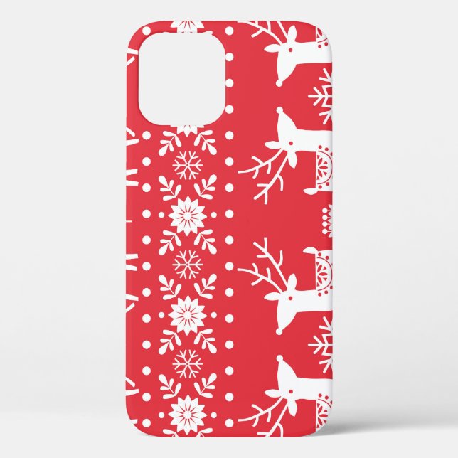 Scandinavian Christmas: Snowflakes & Deer Case-Mate iPhone Case (Back)