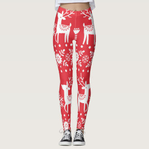 Scandinavian Christmas: Snowflakes & Deer Leggings