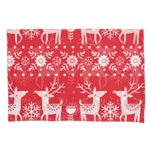 Scandinavian Christmas: Snowflakes & Deer Pillowcase