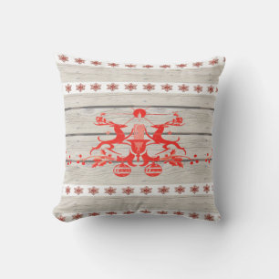 scandinavian christmas snowflakes Nordic Reindeer Outdoor Cushion
