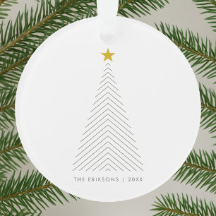 Scandinavian Christmas Tree   Minimalist Gold Star Ornament