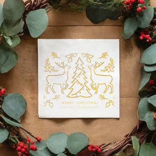 Scandinavian Christmas Tree Reindeer Foil Napkins